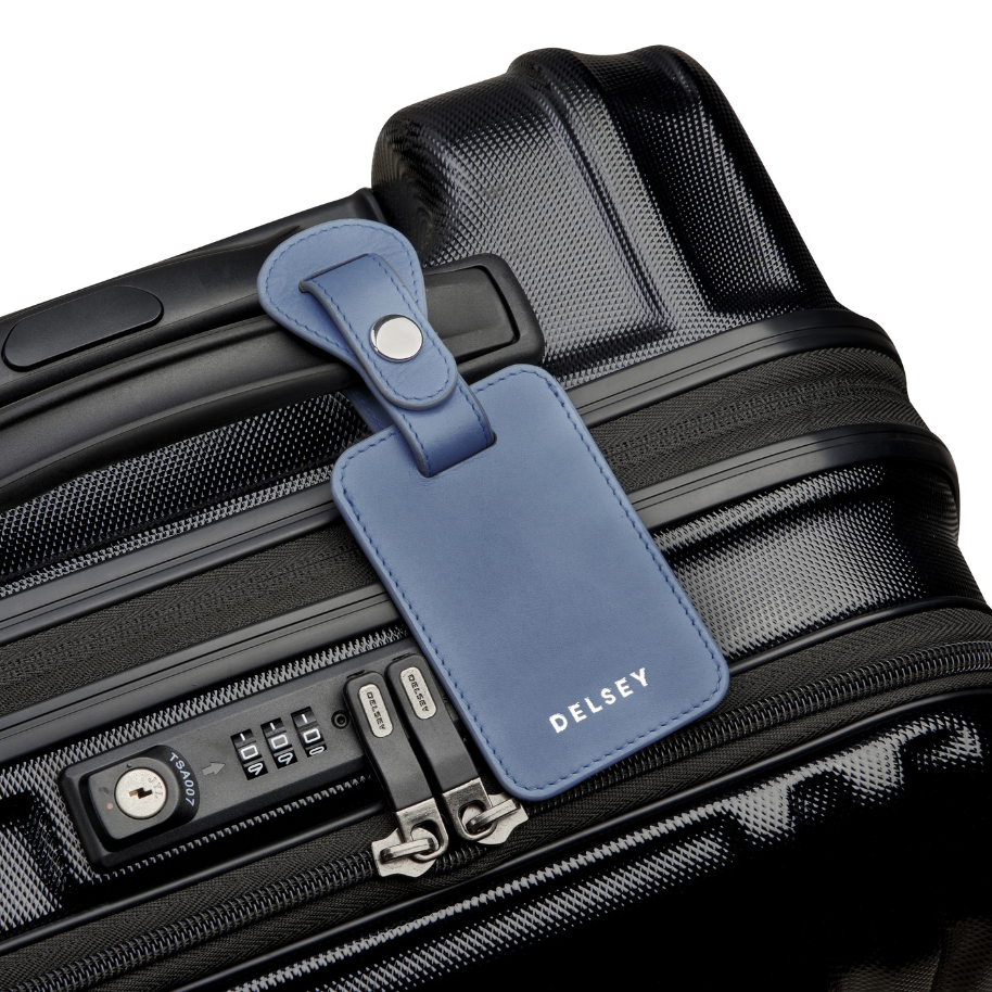 LE CUIR LISSE Leather Luggage Tag, Sky blue - Delsey Paris Sale