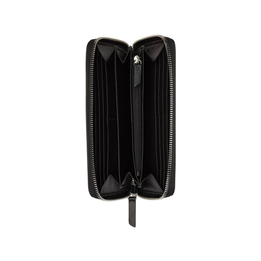 LE CUIR LISSE Long Zip Leather Wallet, Black - Delsey Paris New