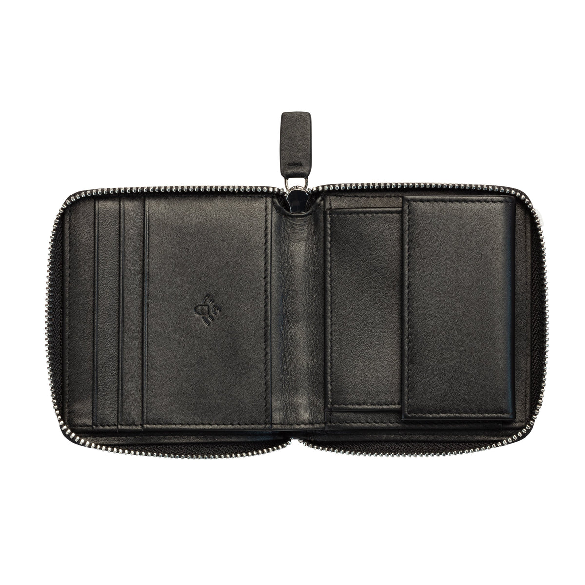 LE CUIR LISSE Zippered Leather Wallet, Black - Delsey Paris Exclusive
