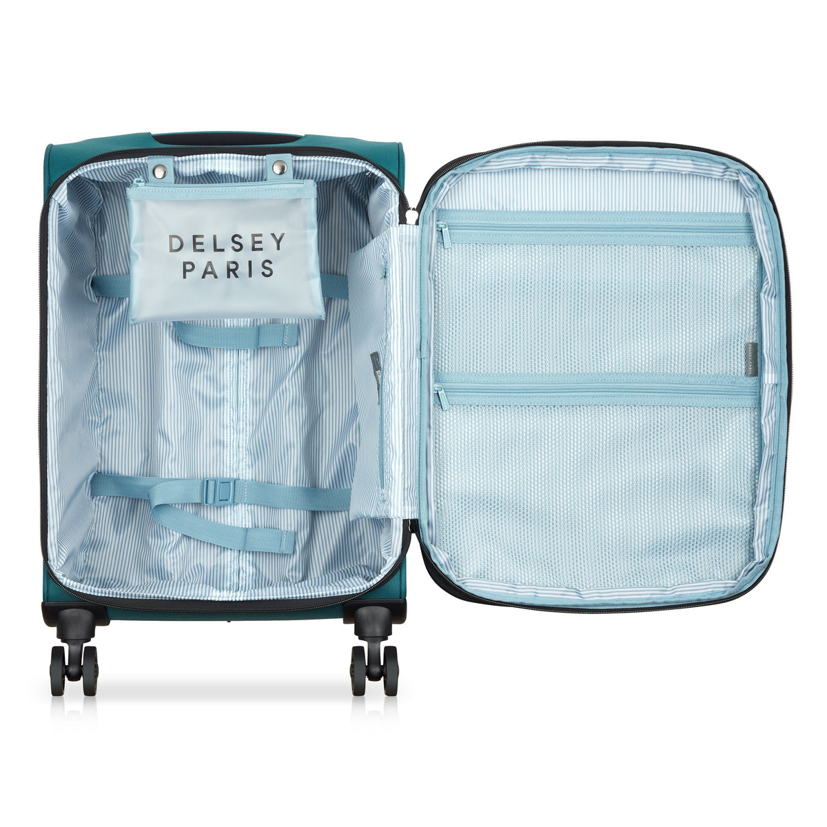 SKY MAX 3.0 23-Inch Expandable Carry-On Suitcase, Teal blue - Delsey Paris Recommended