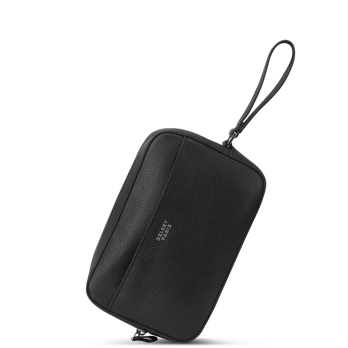LE CUIR GRAINE Leather Toiletry Bag, Black - Delsey Paris Signature