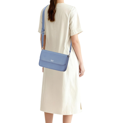 LE CUIR GRAINE Leather Crossbody Bag, Sky blue - Delsey Paris Quality