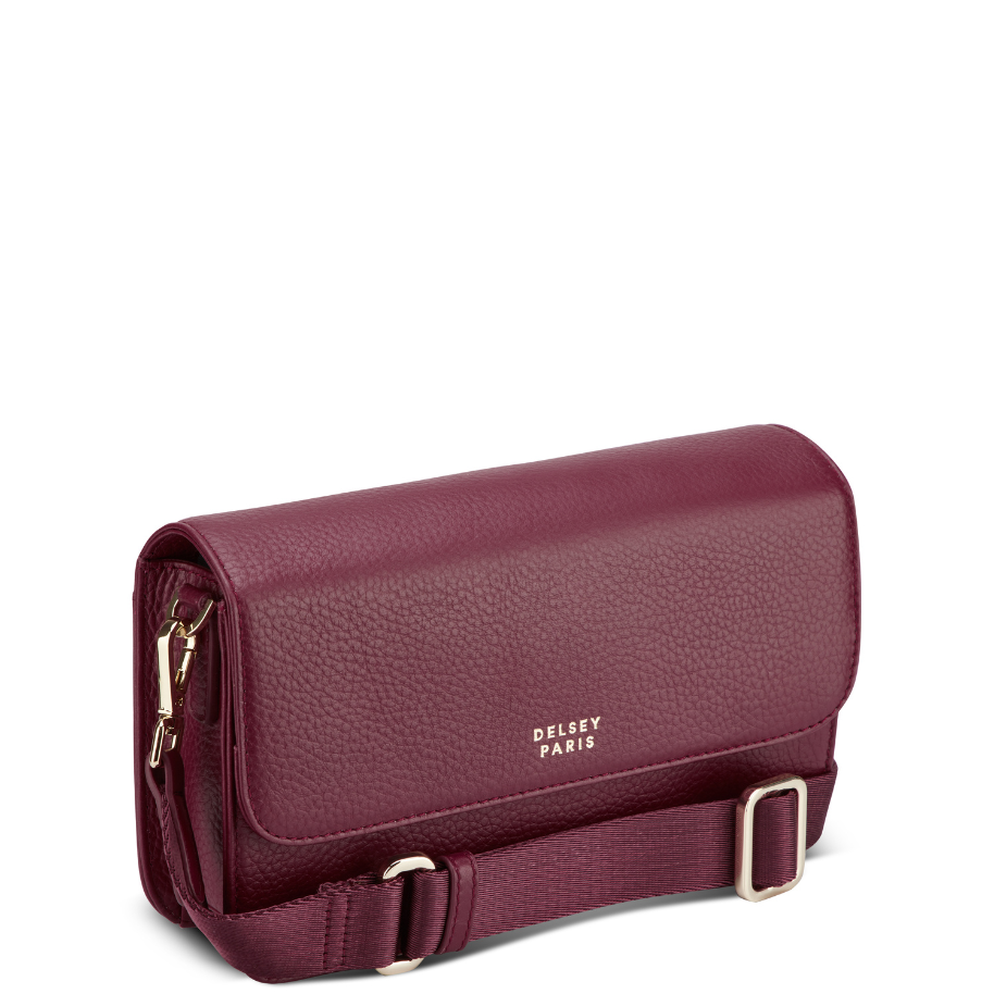 LE CUIR GRAINE Leather Crossbody Bag, Burgundy - Delsey Paris Quality
