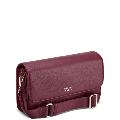 LE CUIR GRAINE Leather Crossbody Bag, Burgundy - Delsey Paris Quality