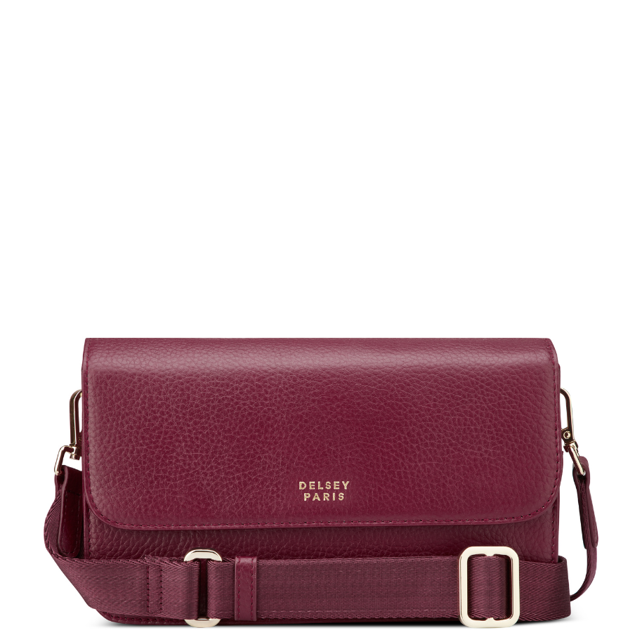 LE CUIR GRAINE Leather Crossbody Bag, Burgundy - Delsey Paris Quality