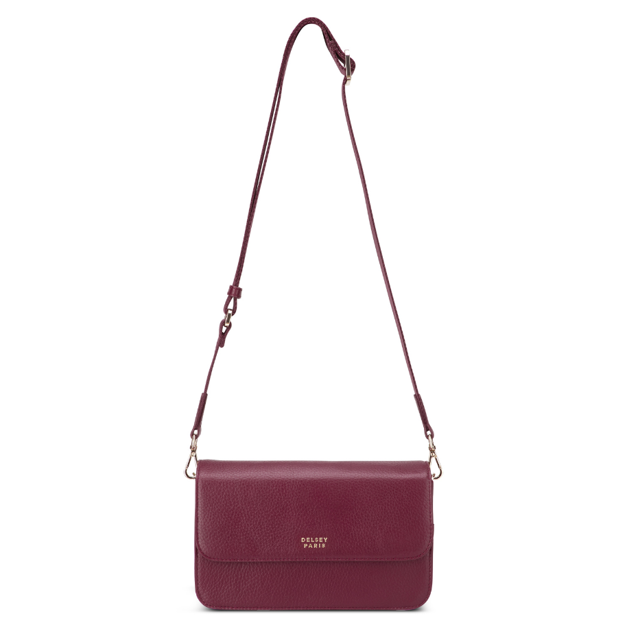 LE CUIR GRAINE Leather Crossbody Bag, Burgundy - Delsey Paris Quality