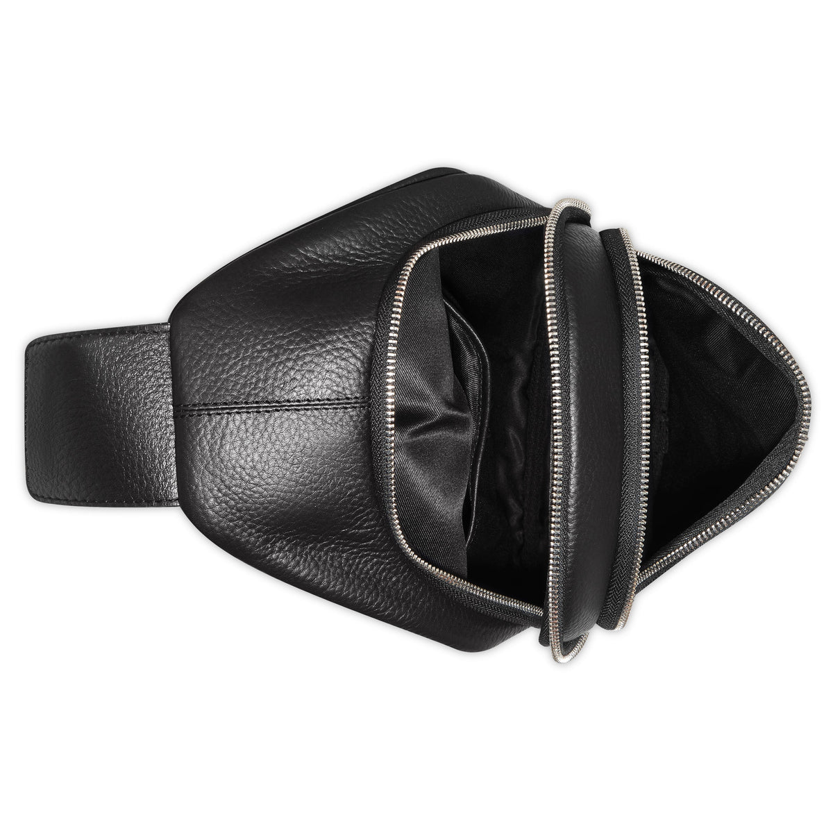 LE CUIR GRAINE Leather Sling Bag, Black - Delsey Paris Exclusive