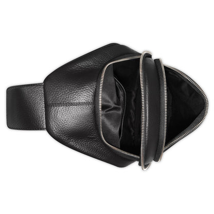 LE CUIR GRAINE Leather Sling Bag, Black - Delsey Paris Exclusive
