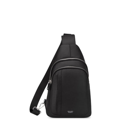LE CUIR GRAINE Leather Sling Bag, Black - Delsey Paris Exclusive