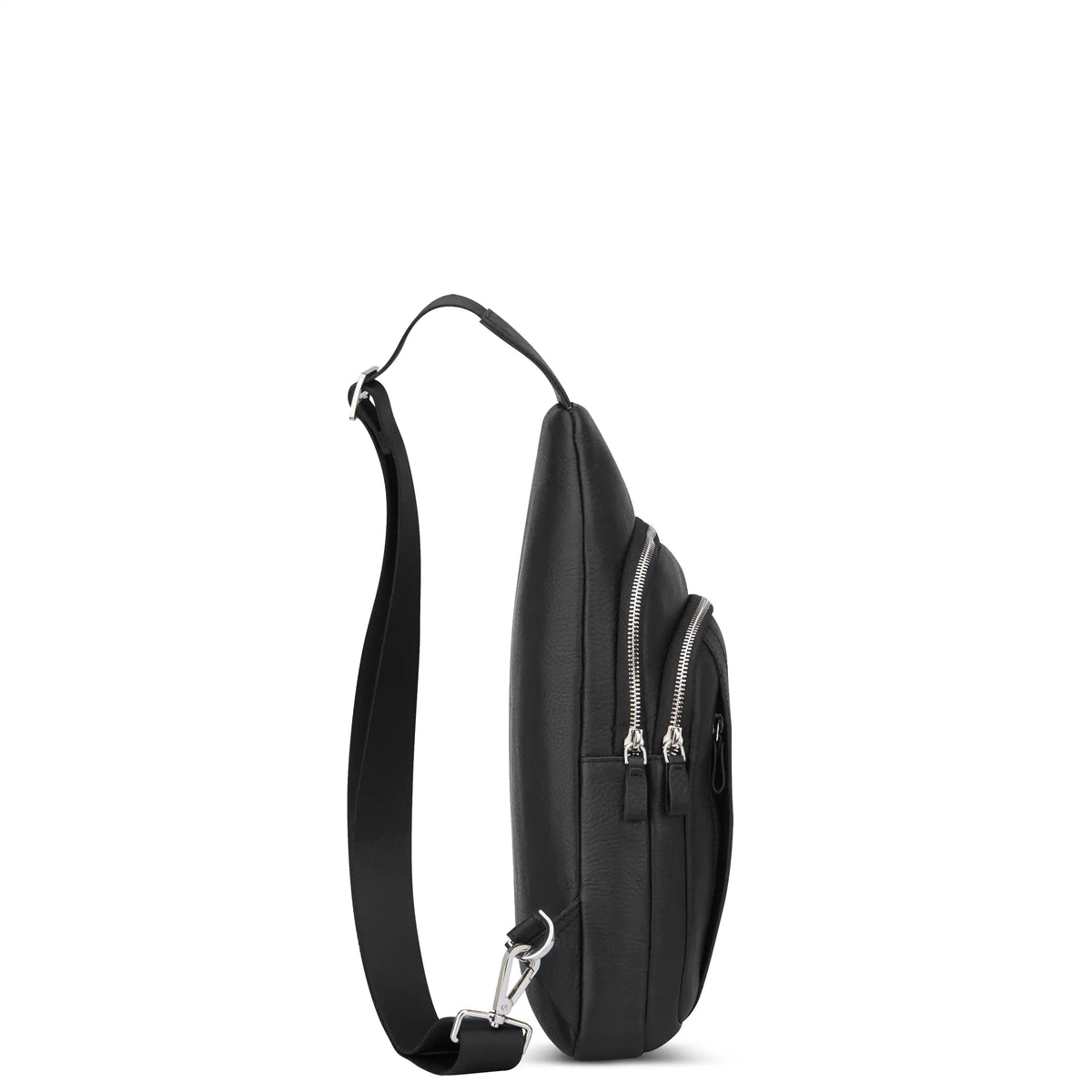 LE CUIR GRAINE Leather Sling Bag, Black - Delsey Paris Exclusive