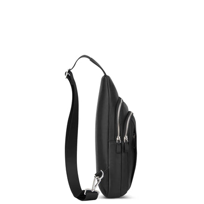 LE CUIR GRAINE Leather Sling Bag, Black - Delsey Paris Exclusive