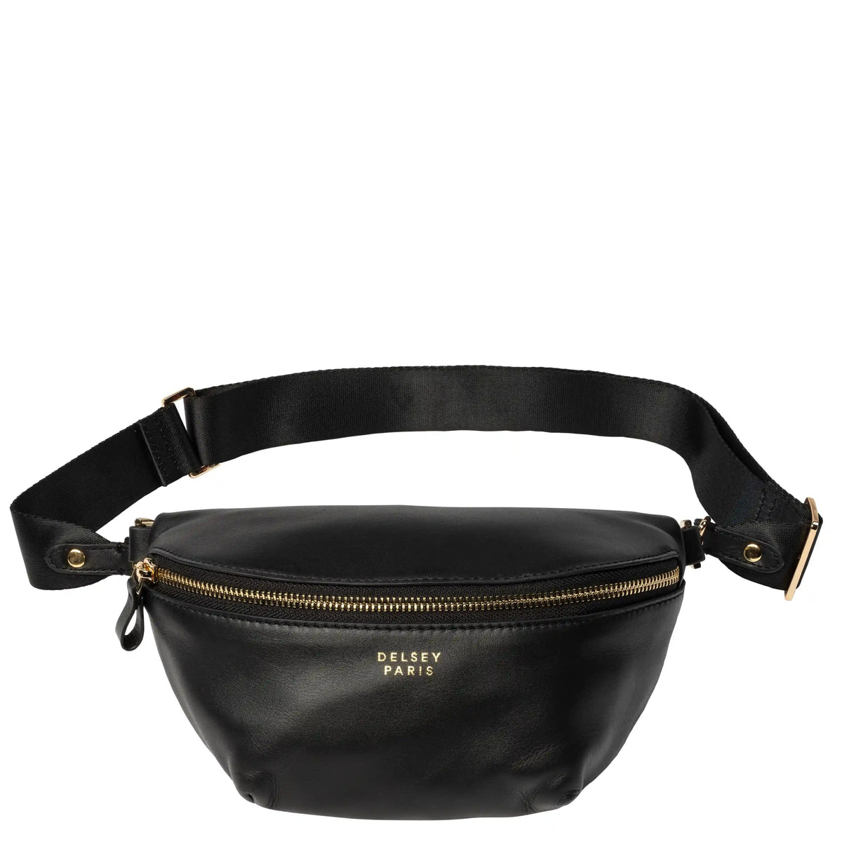 LE CUIR LISSE Leather Belt Bag, Black - Delsey Paris Quality