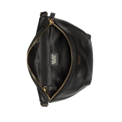 LE CUIR LISSE Leather Belt Bag, Black - Delsey Paris Quality