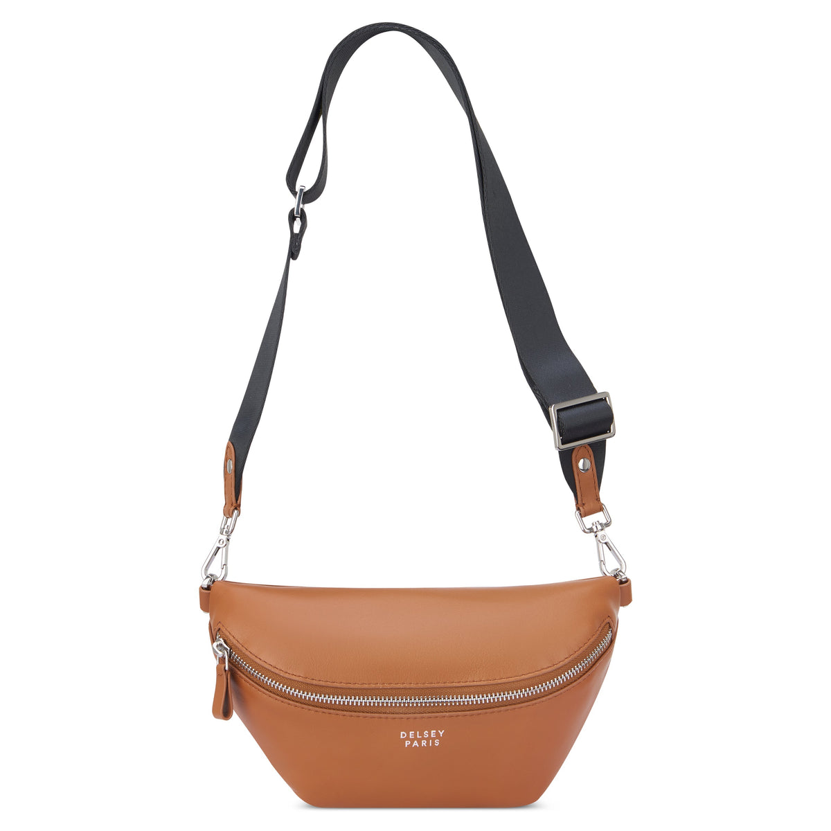 LE CUIR LISSE Leather Belt Bag, Cognac - Delsey Paris Signature