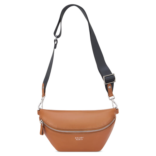 LE CUIR LISSE Leather Belt Bag, Cognac - Delsey Paris Signature