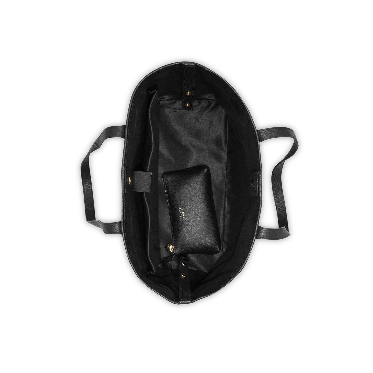 LE CUIR GRAINE Leather Tote Bag, Black - Delsey Paris Signature