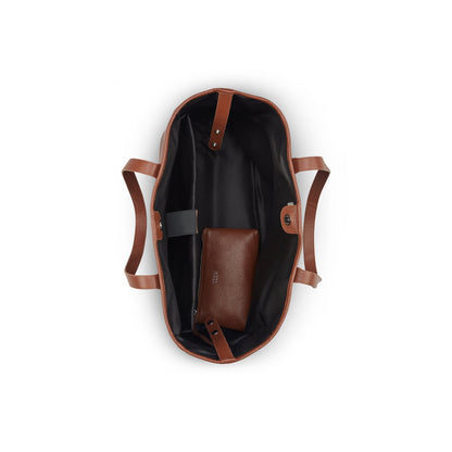 LE CUIR GRAINE Leather Tote Bag, Cognac - Delsey Paris Everyday