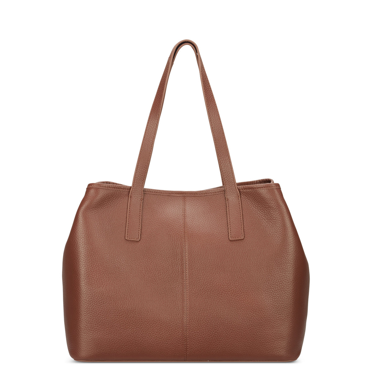 LE CUIR GRAINE Leather Tote Bag, Cognac - Delsey Paris Everyday