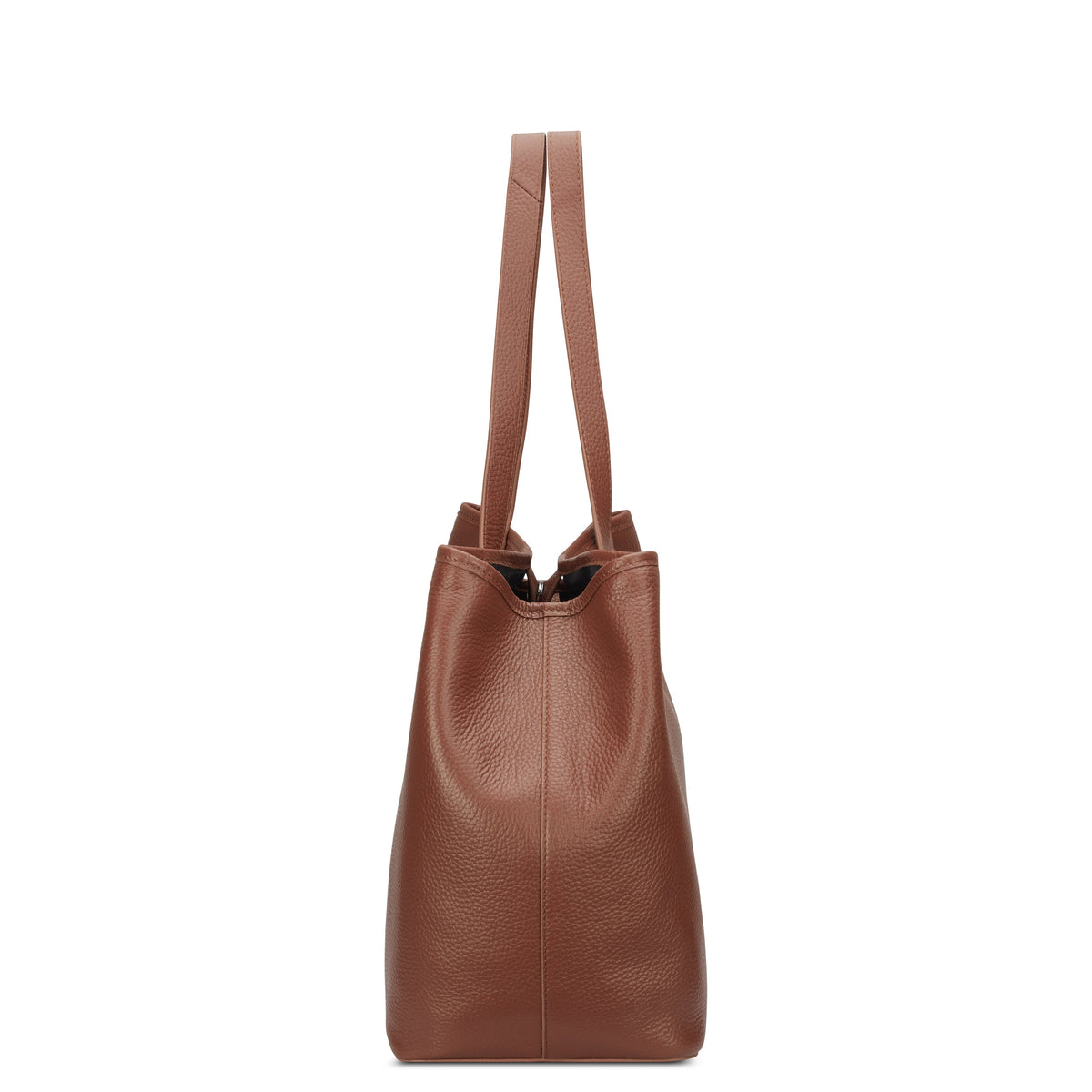 LE CUIR GRAINE Leather Tote Bag, Cognac - Delsey Paris Everyday