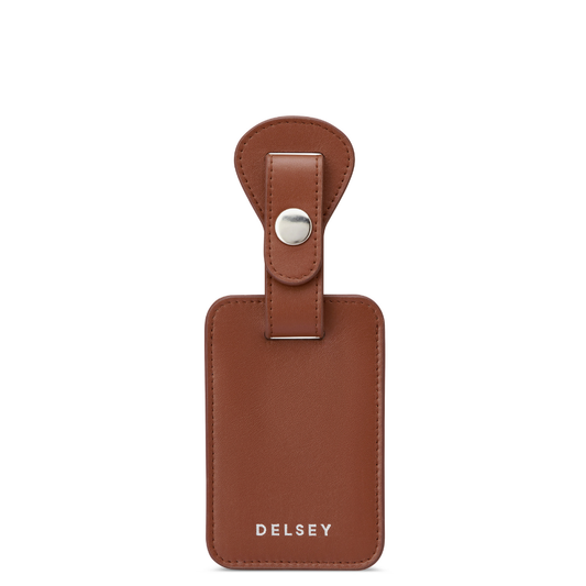 LE CUIR LISSE Leather Luggage Tag, Cognac - Delsey Paris Great Value