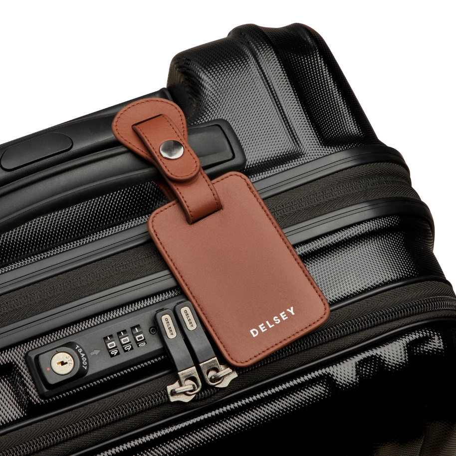 LE CUIR LISSE Leather Luggage Tag, Cognac - Delsey Paris Great Value