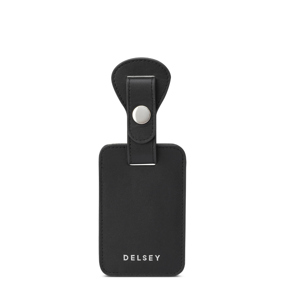 LE CUIR LISSE Leather Luggage Tag, Black - Delsey Paris Signature