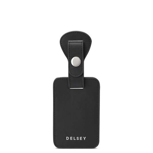 LE CUIR LISSE Leather Luggage Tag, Black - Delsey Paris Signature