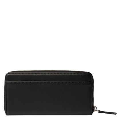 LE CUIR LISSE Long Zip Leather Wallet, Black - Delsey Paris New