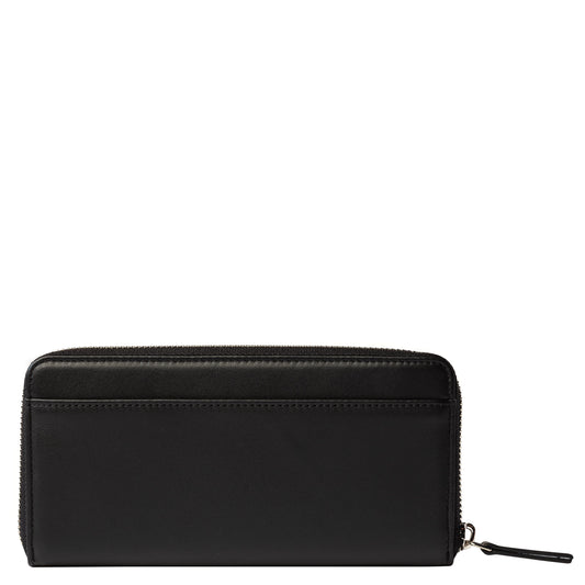 LE CUIR LISSE Long Zip Leather Wallet, Black - Delsey Paris New