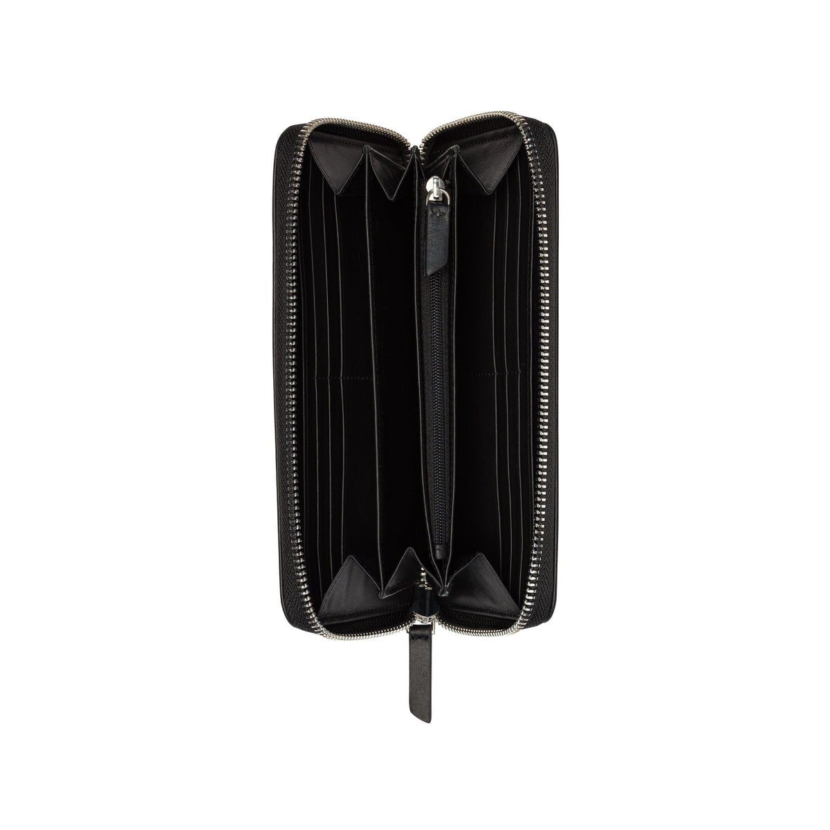 LE CUIR LISSE Long Zip Leather Wallet, Black - Delsey Paris New