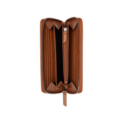 LE CUIR LISSE Long Zip Leather Wallet, Cognac - Delsey Paris Everyday