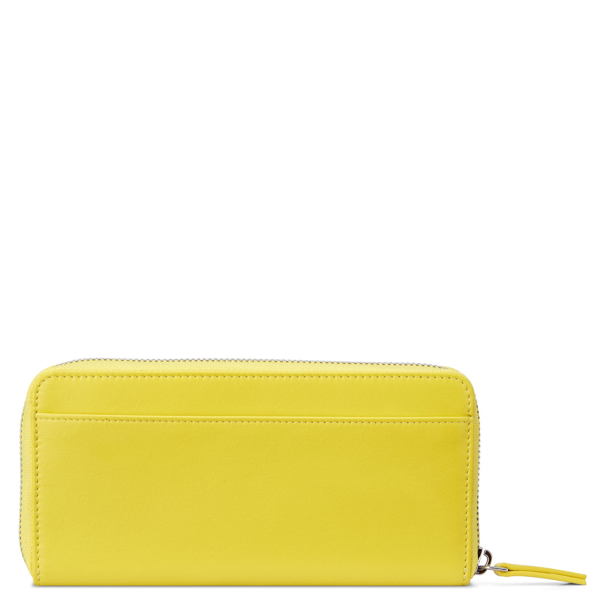 LE CUIR LISSE Long Zip Leather Wallet, Yellow - Delsey Paris Classic