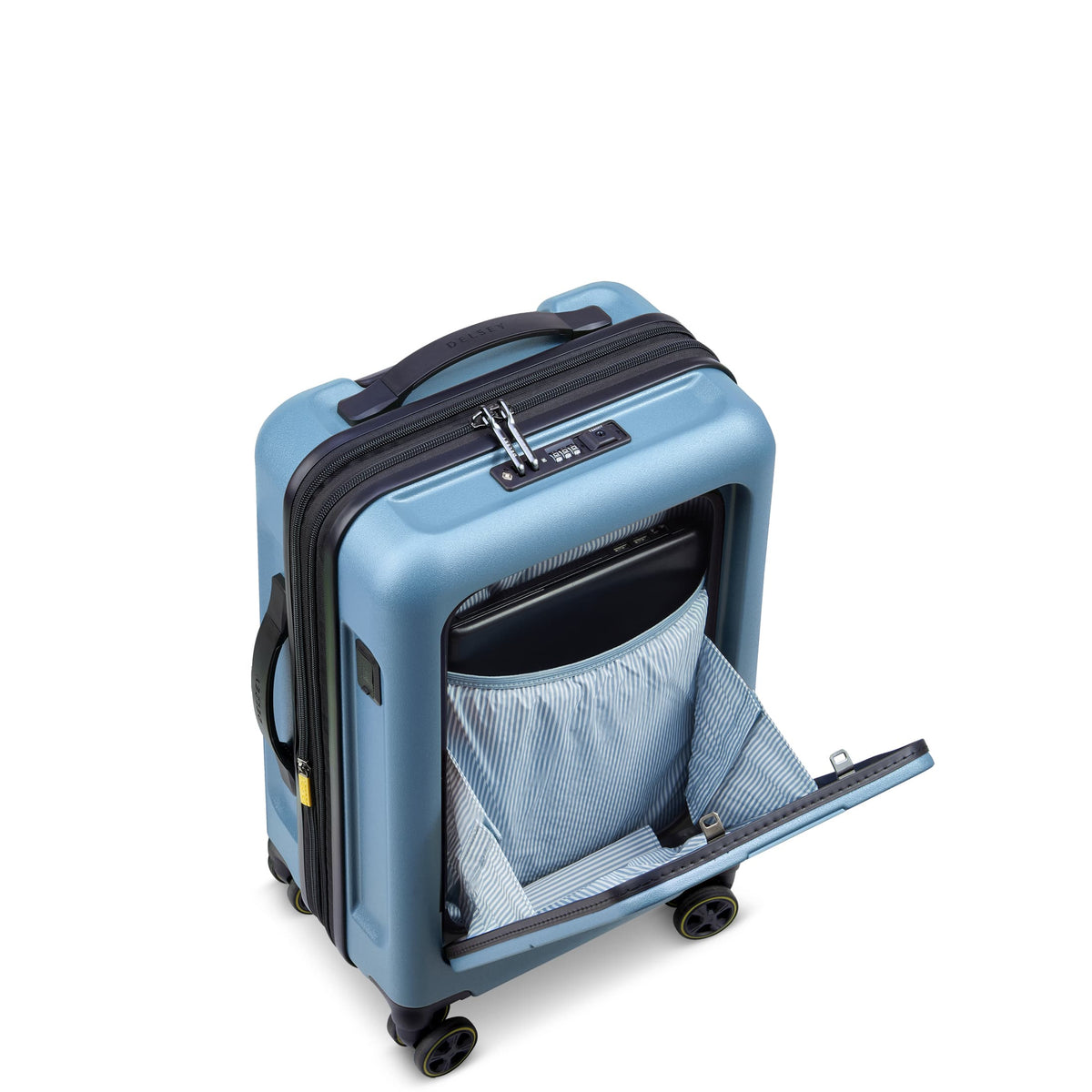 TURENNE 2.0 22-Inch Front Pocket Carry-On Suitcase, Blue grey - Delsey Paris Classic