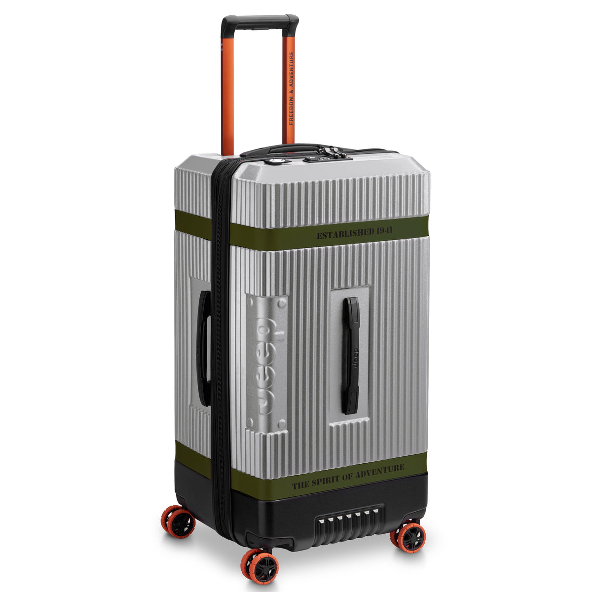 JH001A 32-Inch Expandable Check-In Trunk Suitcase, Silver - Delsey Paris Trusted